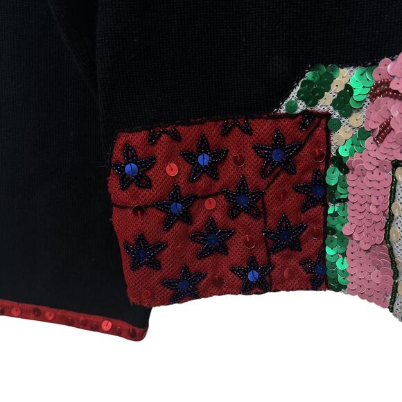 Vintage Michael Simon Womens Christmas Knit Sweater Large Sequin Presents Gifts - Picture 8 of 10